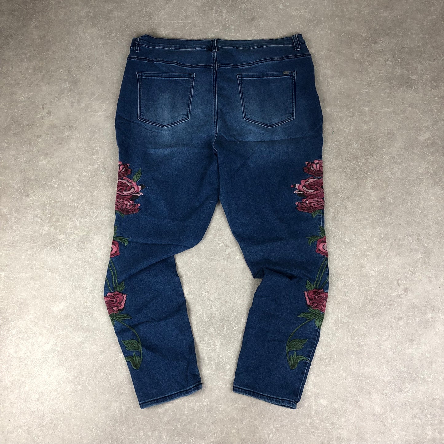 Embroidered Rose Jeans Womens (L)