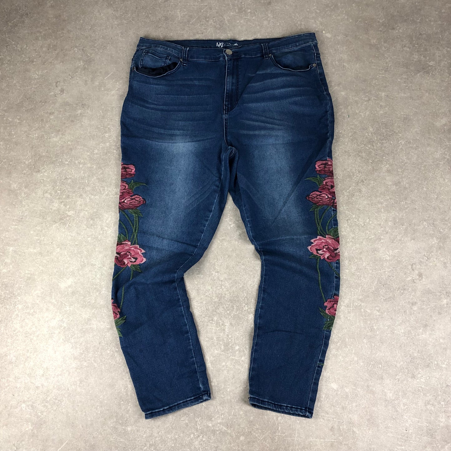 Embroidered Rose Jeans Womens (L)