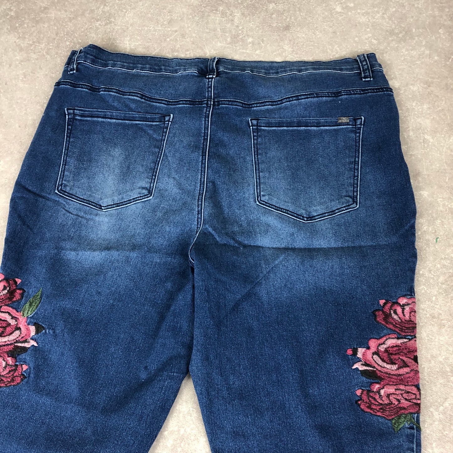 Embroidered Rose Jeans Womens (L)